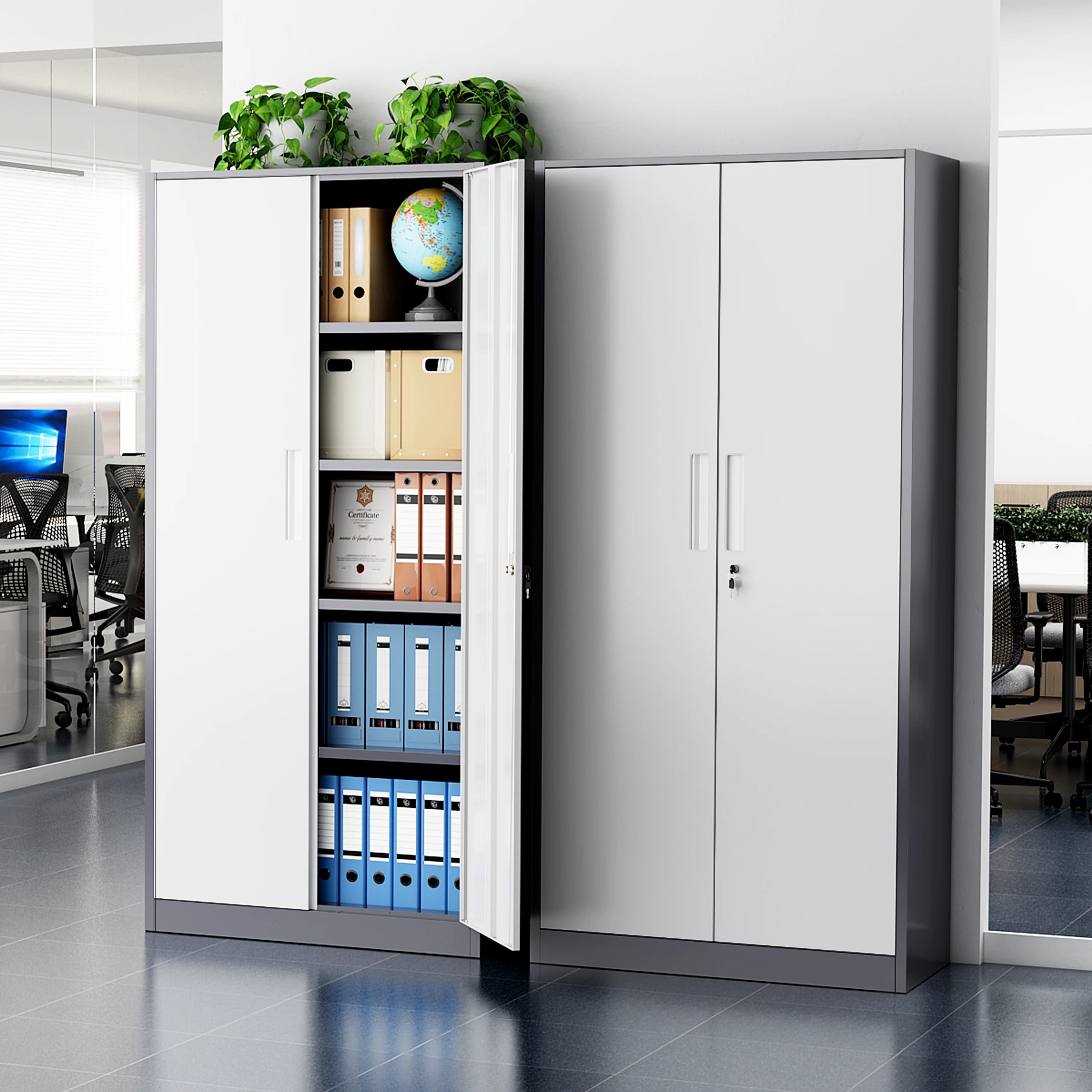 SUNCROWN 71 In Metal Storage Garage Cabinets with Locking Doors and Adjustable Shelves, Steel Storage Cabinet for Garage, Office, Classroom, Assemble Required(Black)