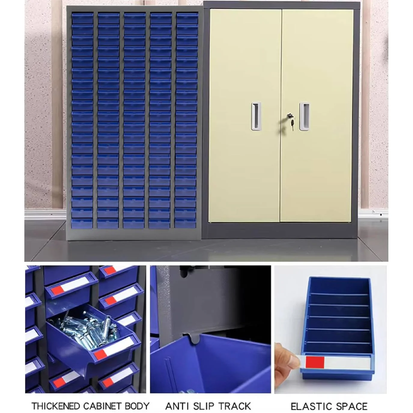 Reykilor 100 Drawers Small Parts Cabinet Bolt and Nut Tool Storage Cabinet Hardware Organizer Electronic Component Sorting Storage