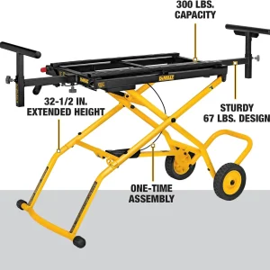 Miter Saw Stand With Wheels (DWX726) Yellow