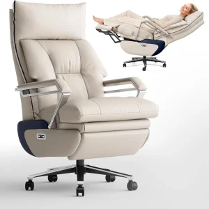 M80 Dual Motor Executive Office Chair with Footrest, Big & Tall, 420lbs, Beige
