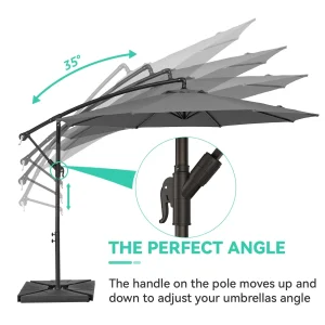 JUSTLET 10ft Heavy Duty Patio Hanging Offset Cantilever Patio Umbrella W/ 4-Piece Base Included Included, Beige