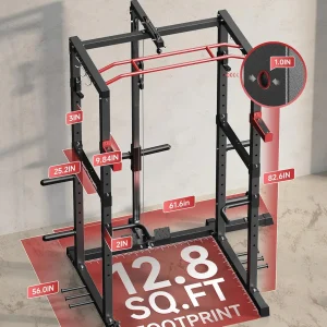 Sportsroyals Power Cage,1600lbs Multi-Function Power Rack with Adjustable Cable Crossover System and More Training Attachment, Weight Cage for Home Gym