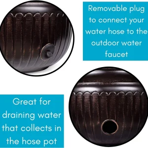 BirdRock Home Decorative Water Hose Pot - Distressed Bronze - 100 ft Hose