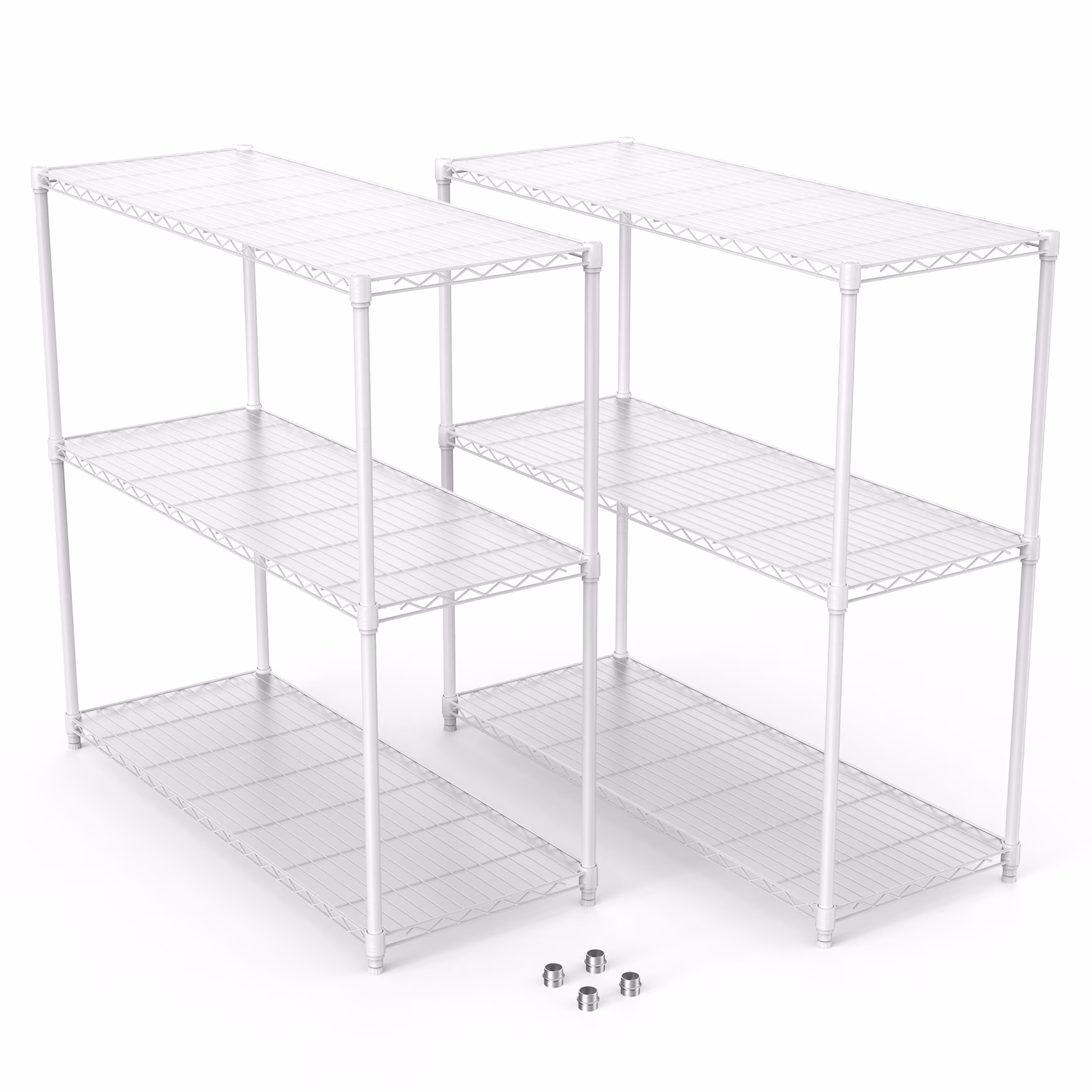 Miniyam 3 Tier Wire Shelving Unit, 2 Packs 1050 LBS NSF Adjustable Metal Garage Storage Shelves, Heavy Duty Storage Wire Rack, Black