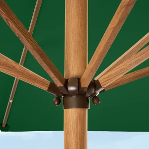 Best Choice Products 9ft Deep Square Solar LED Lighted Patio Umbrella w/ Woodgrain Pattern, UV-Resistant - Black