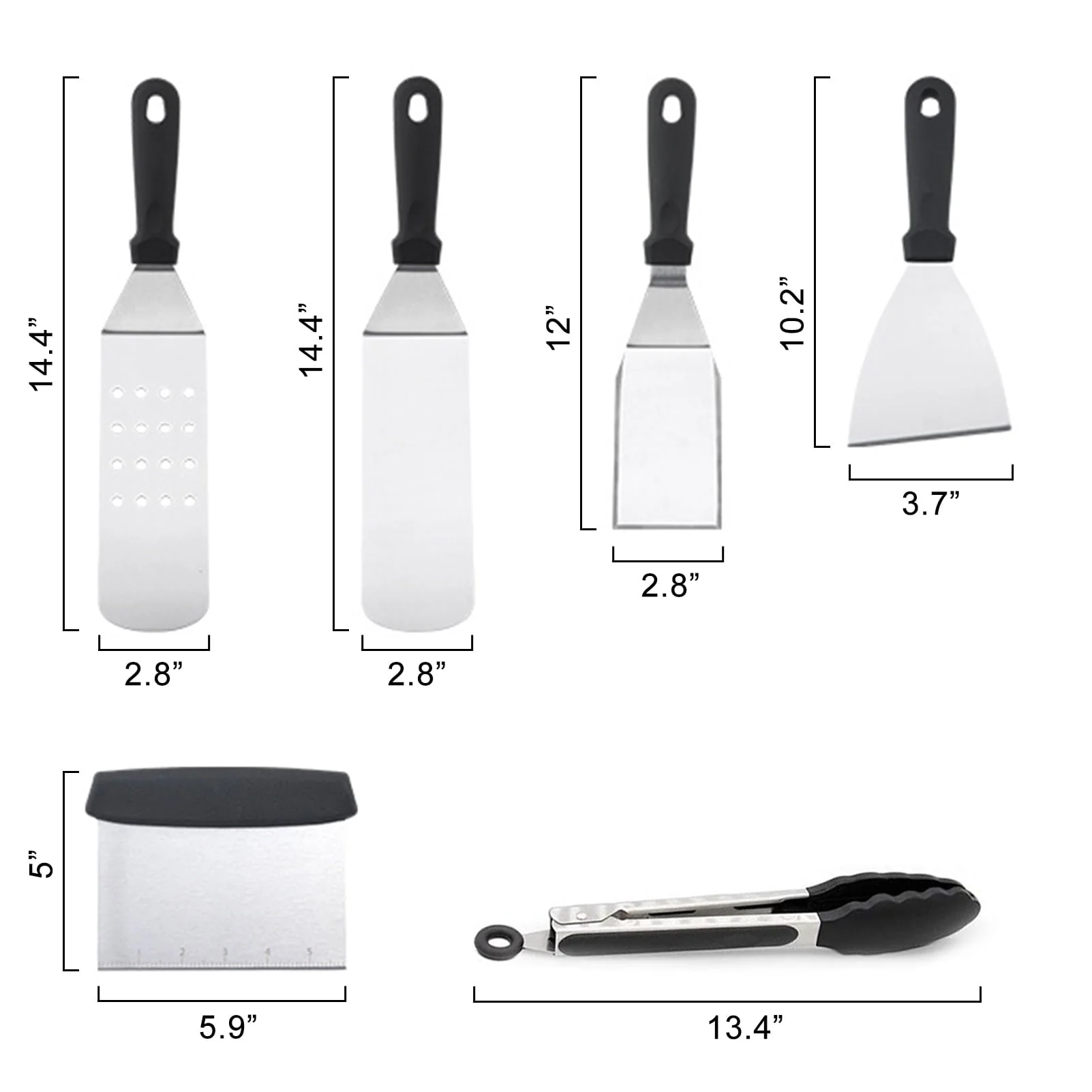 12 Pcs Griddle Accessories Kit, Flat Top Grill Accessories Kit Barbecue Tools Set with Spatula Scraper Tongs Cooking Utensils Carrying Bag for Outdoor Camping