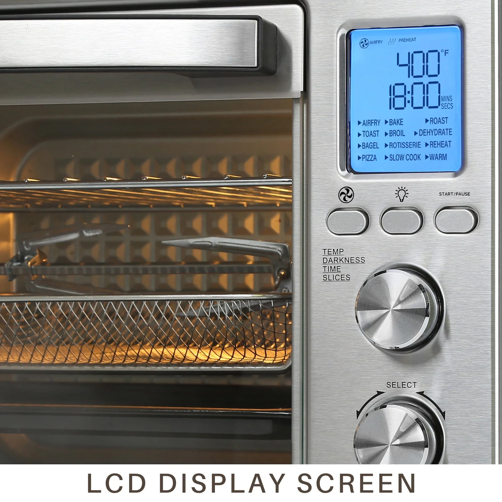 LNC Air Fryer Toaster Oven 12-in-1 Countertop Oven with Speedy Convection, Large 34 QT Capacity, 1750W, Stainless Steel - Black