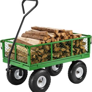 1200-pound steel garden cart, heavy-duty capable of pulling garden truck, two-in-one outdoor metal multi-functional cargo vehicle for garden, equipped with 13-inch all-terrain tires, detachable mesh side panels and 180° rotating handle
