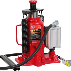 10-Ton Medium Height Pin Type Jack Stands, Pair, Red