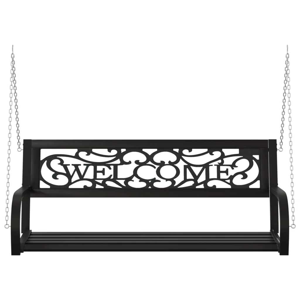 vidaXL Patio Swing Bench 49.2" Steel and Plastic Black
