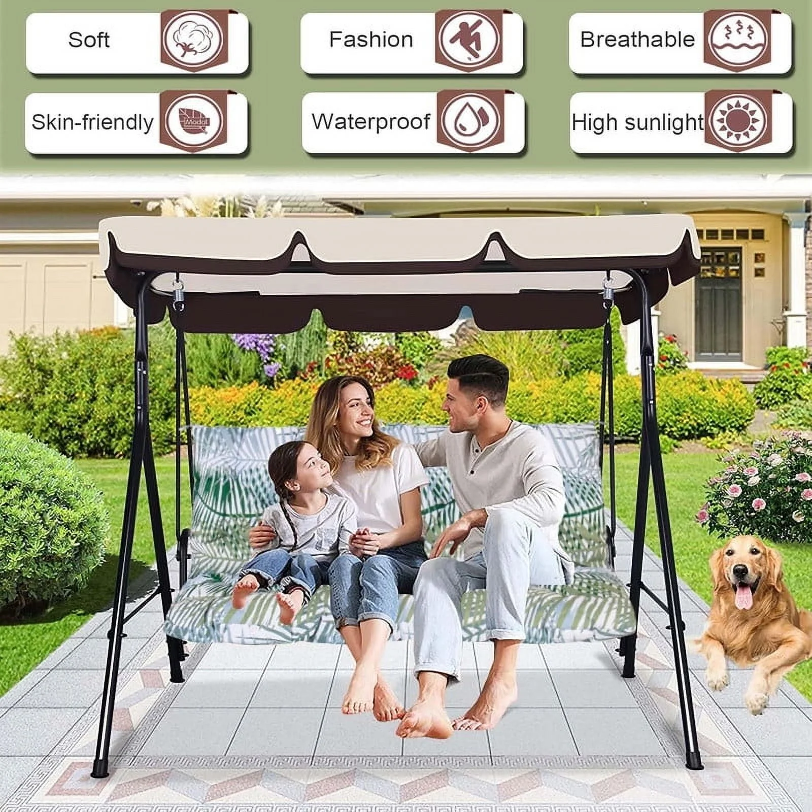 Replacement Cushions for Swing, Waterproof Porch Swing Cushion, 2-3 Seat Outdoor Bench Cushion with Backrest for Patio Furniture Garden Porch Loveseat Glider Pad (Sky Blue 70*40in)