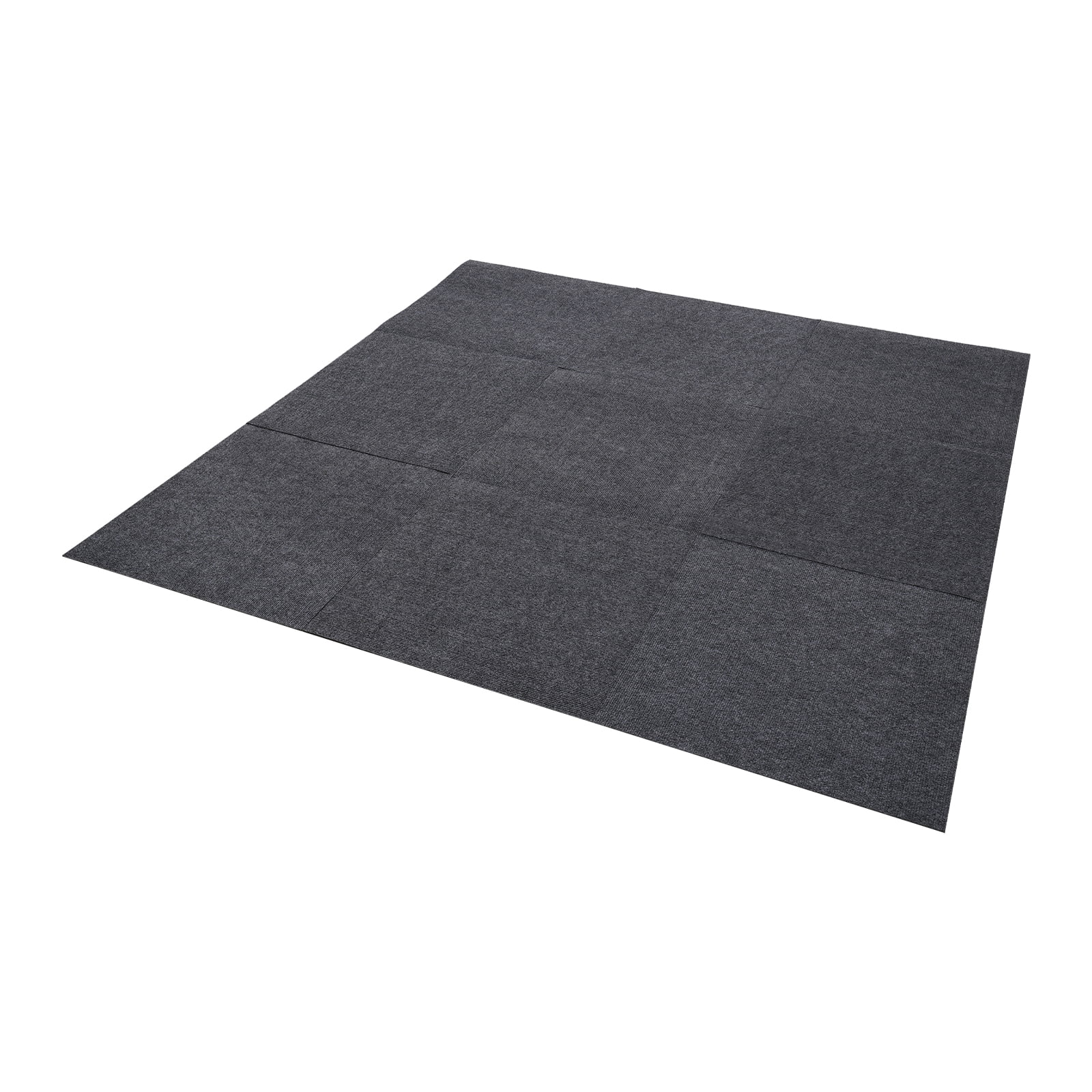 Dark Grey Carpet Tiles 24x24in, Low-Maintenance Polyester Fiber, Self-Adhesive 15-Pcs Set with Effortless Cleaning, Suitable for Hotels & Warehouses