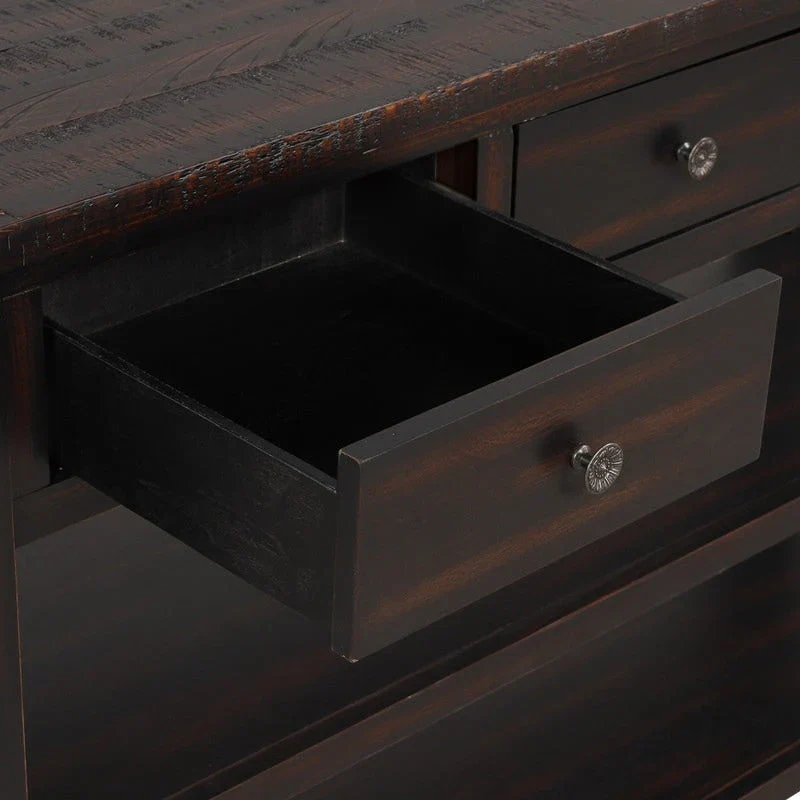Wood Console Table with 3 Storage Drawers and 2 Shelves