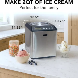 Whynter 2.1 Qt Ice Cream Maker, Built-In Compressor, Stainless Steel