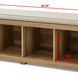Better Homes & Gardens 4-Cube Shoe Storage 58.39" Bench, Weathered