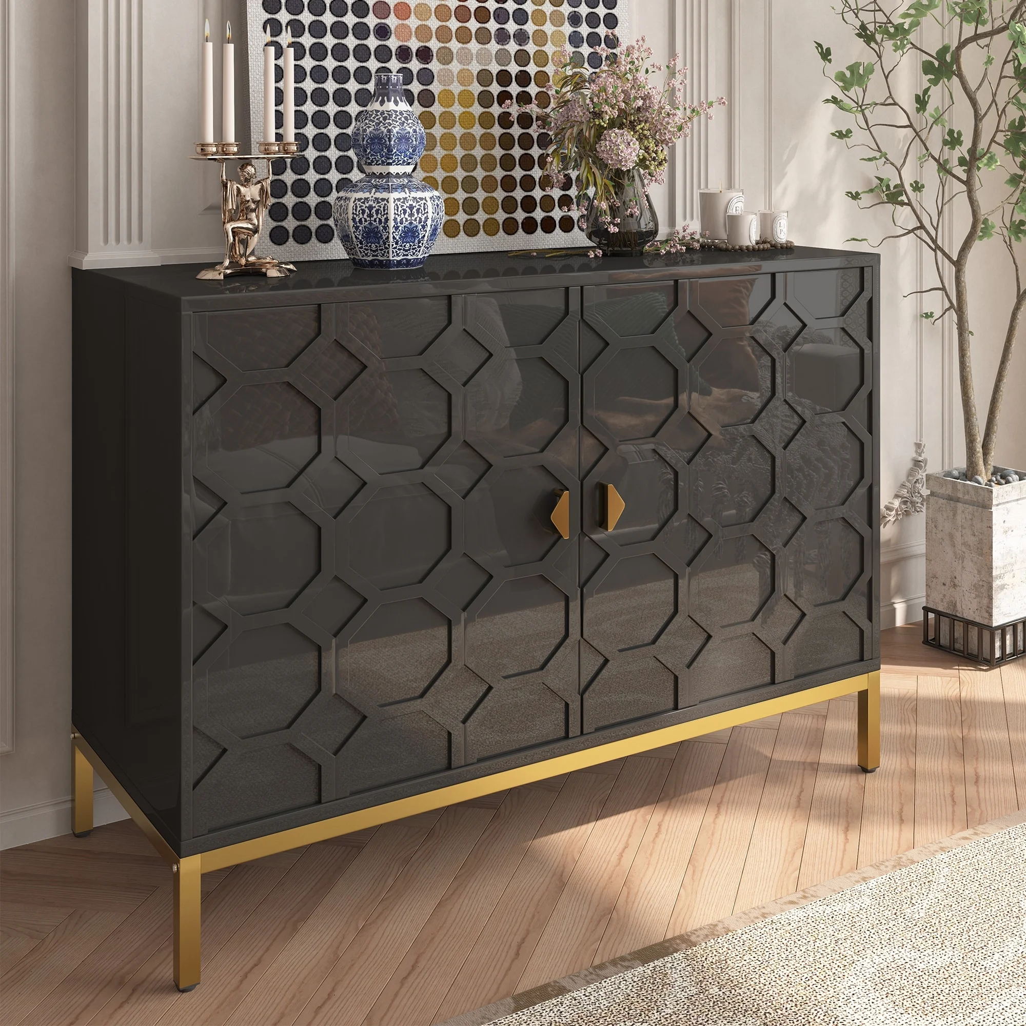 Clihome 2-Door Freestanding Locker Storage Accent Cabinet Blue