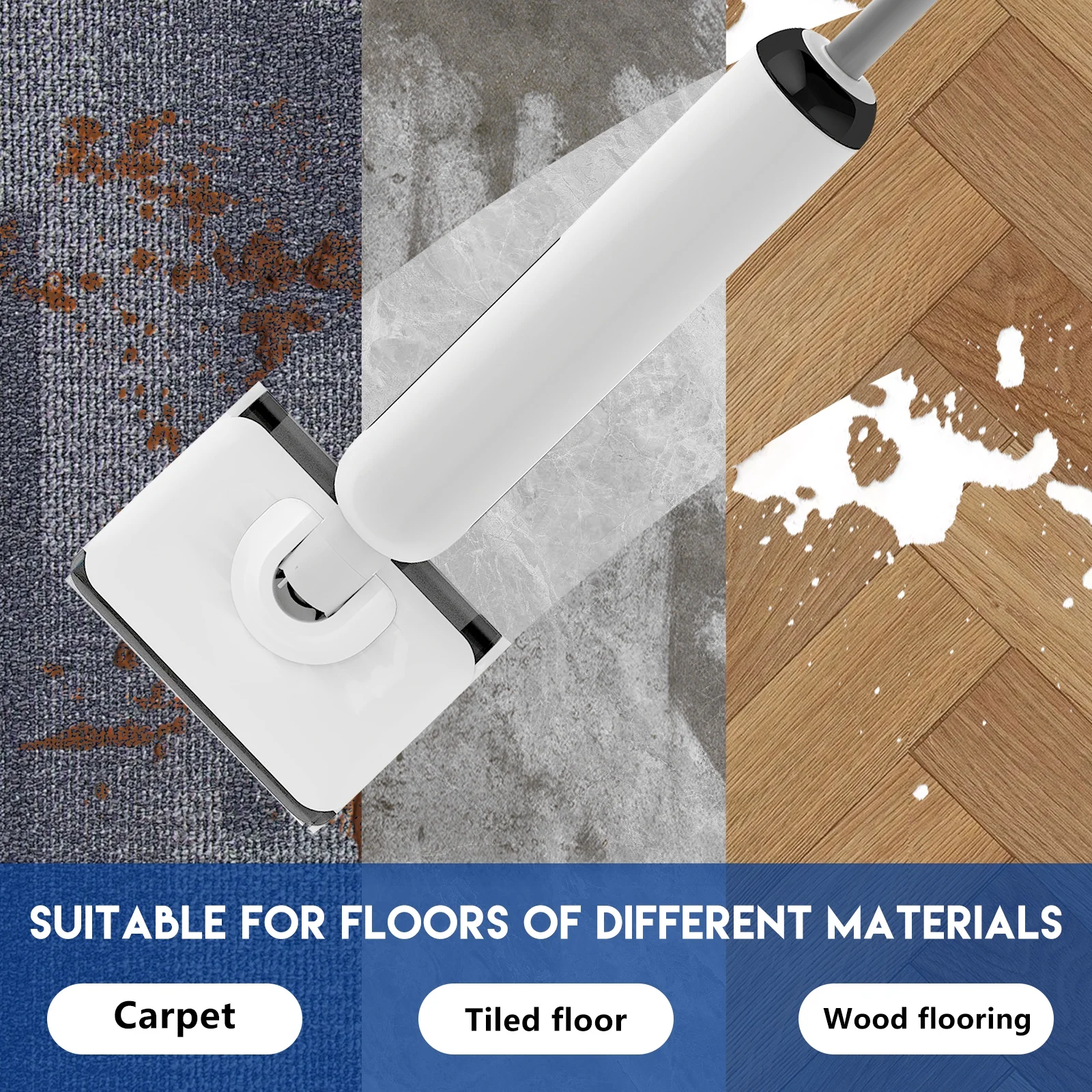 HABIUBIU Vacuum Mop All in One, Wet Dry Vacuum Cleaner, Cordless Cleaner Machine for Tile Hardwood Floor, Self Cleaning Electric Mop with 180- Lie-Flat