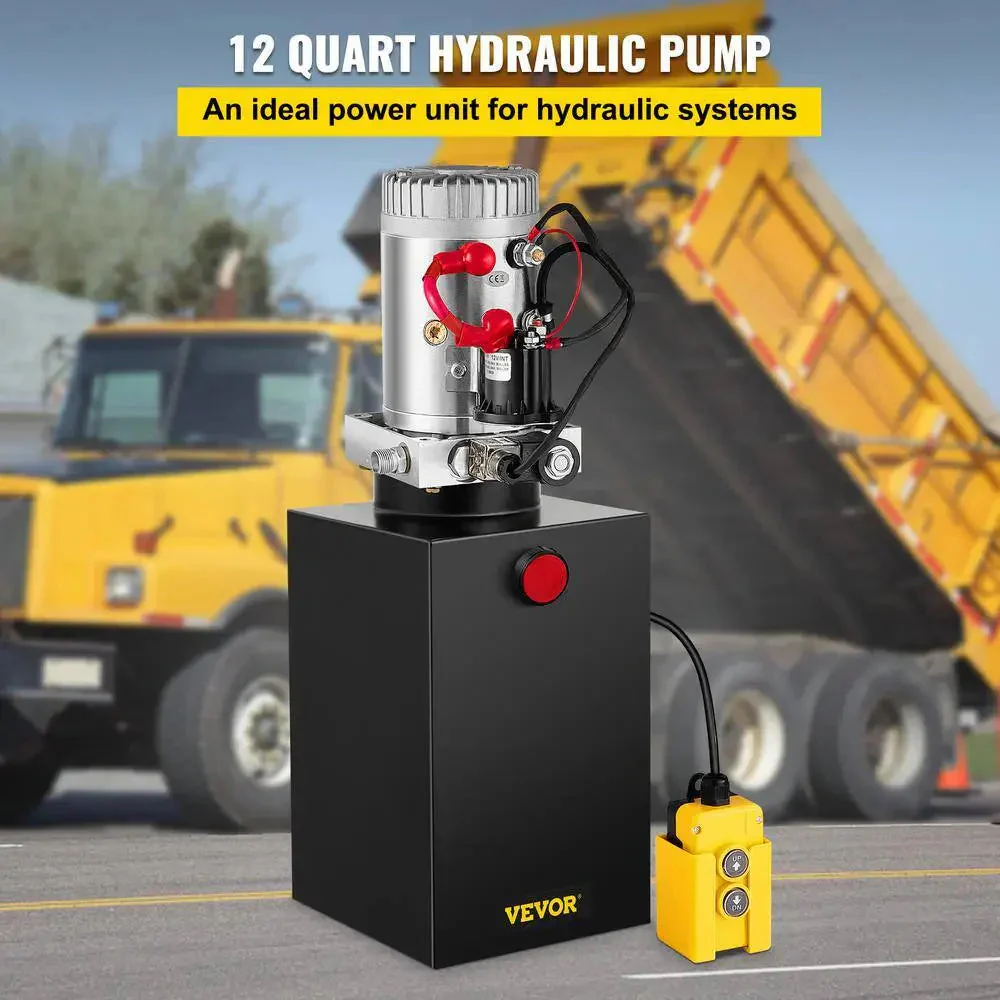 12 qt. 12-Volt 3200 PSI Hydraulic Power Pump Electric Dump Trailer Pump with Steel Reservoir for Car Lift 12LDZYCZYYBTX0001V0