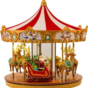 World's Fair Ferris Wheel Musical Animation Indoor Christmas Decor, 15", Gold & Very Merry Carousel Musical Animation Indoor Christmas Decor, 12", Red