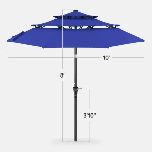 Best Choice Products 10ft 3-Tier Patio Umbrella, Market Sun Shade w/ Tilt Adjustment, Easy Crank - Red