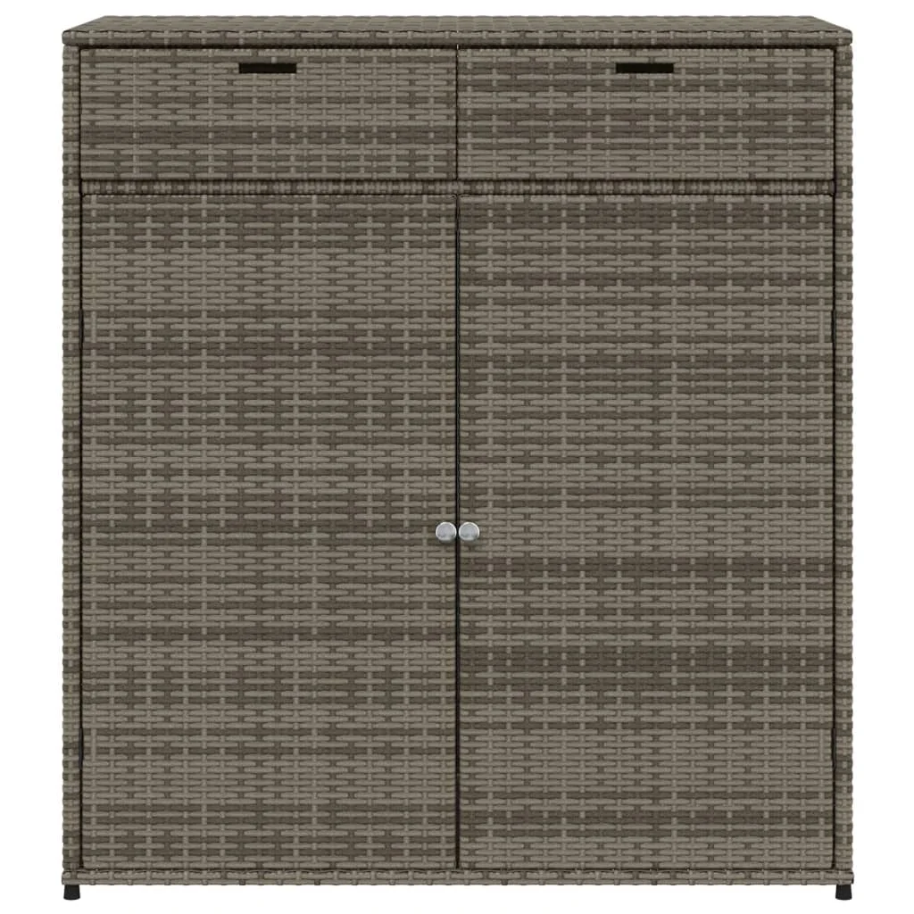 vidaXL Patio Storage Cabinet, PE Rattan Beige, 21.70 x 21.70 x 43.70 in