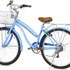 WEIZE Beach Cruiser Bike 26 inch Commuter Bicycle for Adult Men and Women 7-Speed/High-Carbon