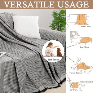 HDCAXKJ Washable L Shape Sofa Covers Reversible Sectional Couch Covers Corner Sofa Slipcovers Blankets Sofa Cover for Living Room Home Decor,91"x252",Gray