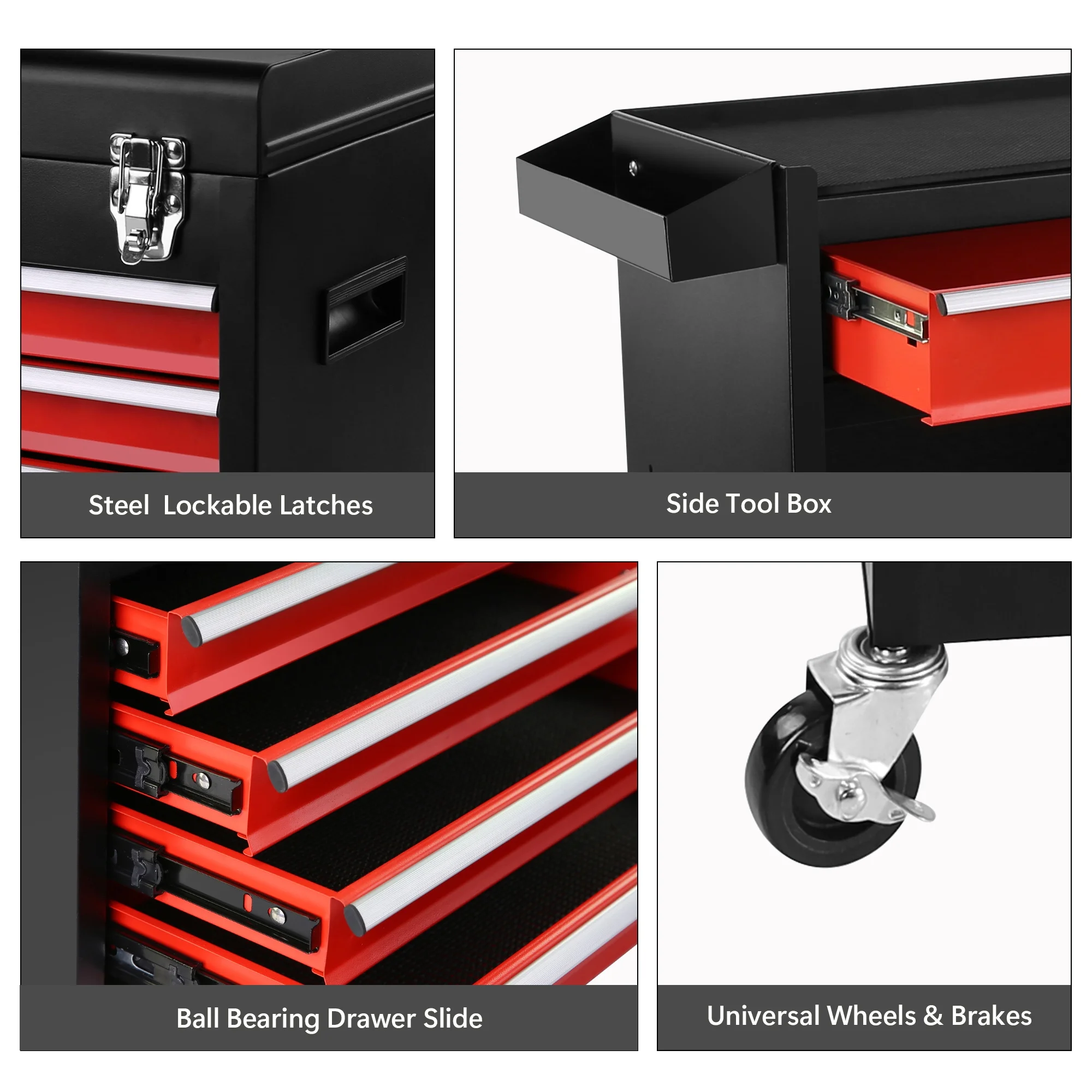 5-Drawer Rolling Tool Chest, High Capacity Tool Storage Cabinet W/Lockable Wheels