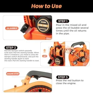 Handheld Gas Blower, 2-Stroke Gas Powered Leaf Blower, 750W 25.4cc Gasoline Grass Sweeper for Lawn Care, Snow Blowing & Yard Cleaning, Heavy Duty Grassland Cleaning Machine