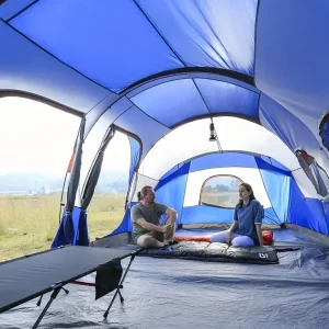 CAMPROS CP Tent 12-Person-Camping-Tents,3 Room Family Tents,Waterproof Windproof Family Tent with Top Rainfly,6 Large Mesh Windows,Double Layer,Easy Set Up, Portable with Carry Bag-20' x 9' x 72"(H)