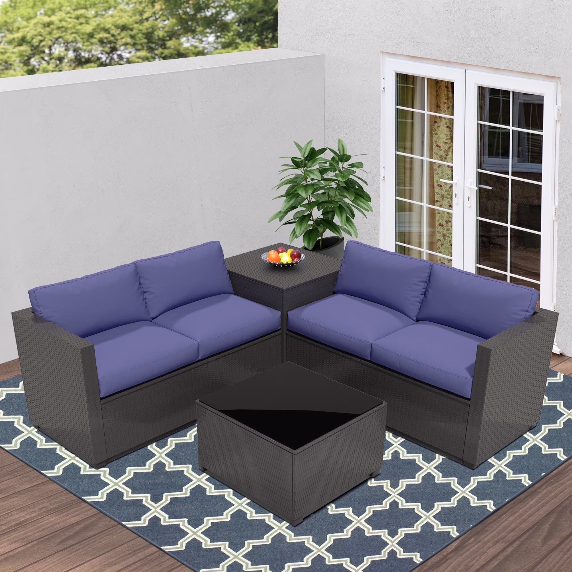 Ainfox 7 Pcs Outdoor Patio Furniture Sofa Set on Sale, Grey Rattan Grey Cushion