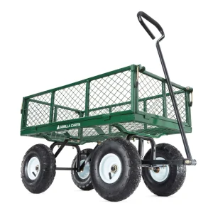 Gorilla Carts GOR400-COM Steel Garden Cart with Removable Sides, 400-lbs. Capacity, Green