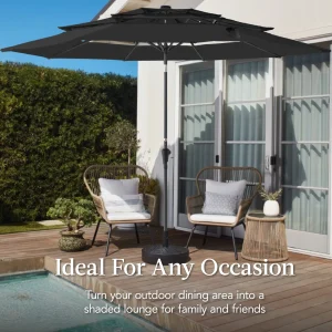 Best Choice Products 10ft 3-Tier Patio Umbrella, Market Sun Shade w/ Tilt Adjustment, Easy Crank - Red