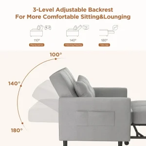 3-in-1 Adjustable Sleeper Sofa Bed, Pull Out Chair Sofa, Convertible Folding Bed for Living Room