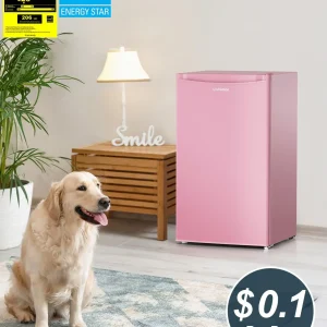 Upstreman 3.2 Cu.Ft Mini Fridge with Freezer, Single Door Mini Fridge, Dorm Fridge, Adjustable Thermostat, Mini Refrigerator for Bedroom, Office, Dorm, Black-BR321