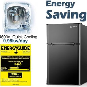 Euhomy Mini Fridge with Freezer, 3.2 Cu.Ft Mini Refrigerator with Freezer