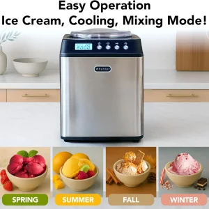 Whynter 2.1 Qt Ice Cream Maker, Built-In Compressor, Stainless Steel