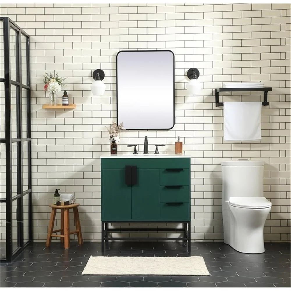Elegant Kitchen and Bath 32 Inch Single Bathroom Vanity In Green