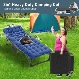 Slsy Folding Lounge Chair, 5-Position Adjustable Outdoor Reclining Chair, Folding Sleeping Bed Cot, Folding Chaise Lounge Chair for Pool Beach Patio Sunbathing