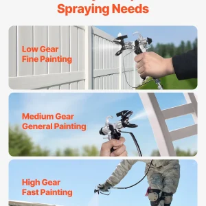 VEVOR Stand Airless Paint Sprayer, 650W High Efficiency Airless Sprayer, 3000PSI Electric Paint Sprayer Machine Extension Rod and Cleaning Kits for Interior and Exterior Furniture/Fence/Home/House