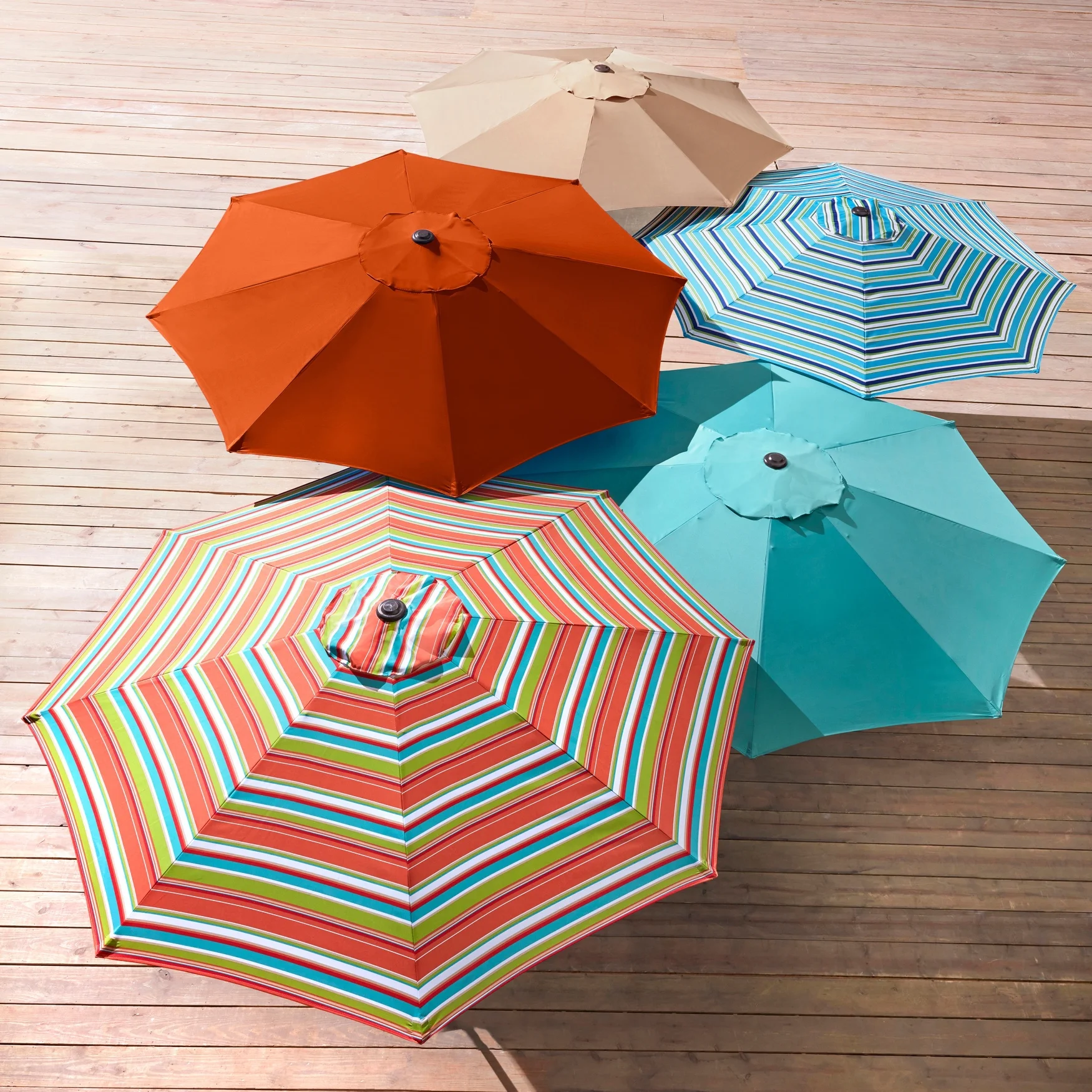 BrylaneHome Outdoor Tilt-And-Crank Umbrella With 8 Sturdy Steel Ribs Heavy Duty Fade-Resistant Tilting Shade Patio Garden Backyard Décor Pool Home