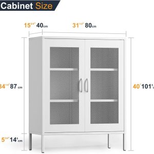 CHSHIN 40" H Blue Metal Storage Cabinet with 2-Mesh Doors for Home,Office,Kitchen,Bar(Width:31.5")