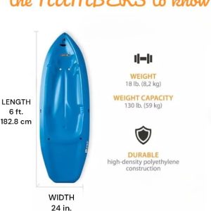 The Wave 6' Youth Kayak with Paddle. Designed for Stability and Safety, It's The Perfect Choice for Young Paddlers Ready to Conquer The Water