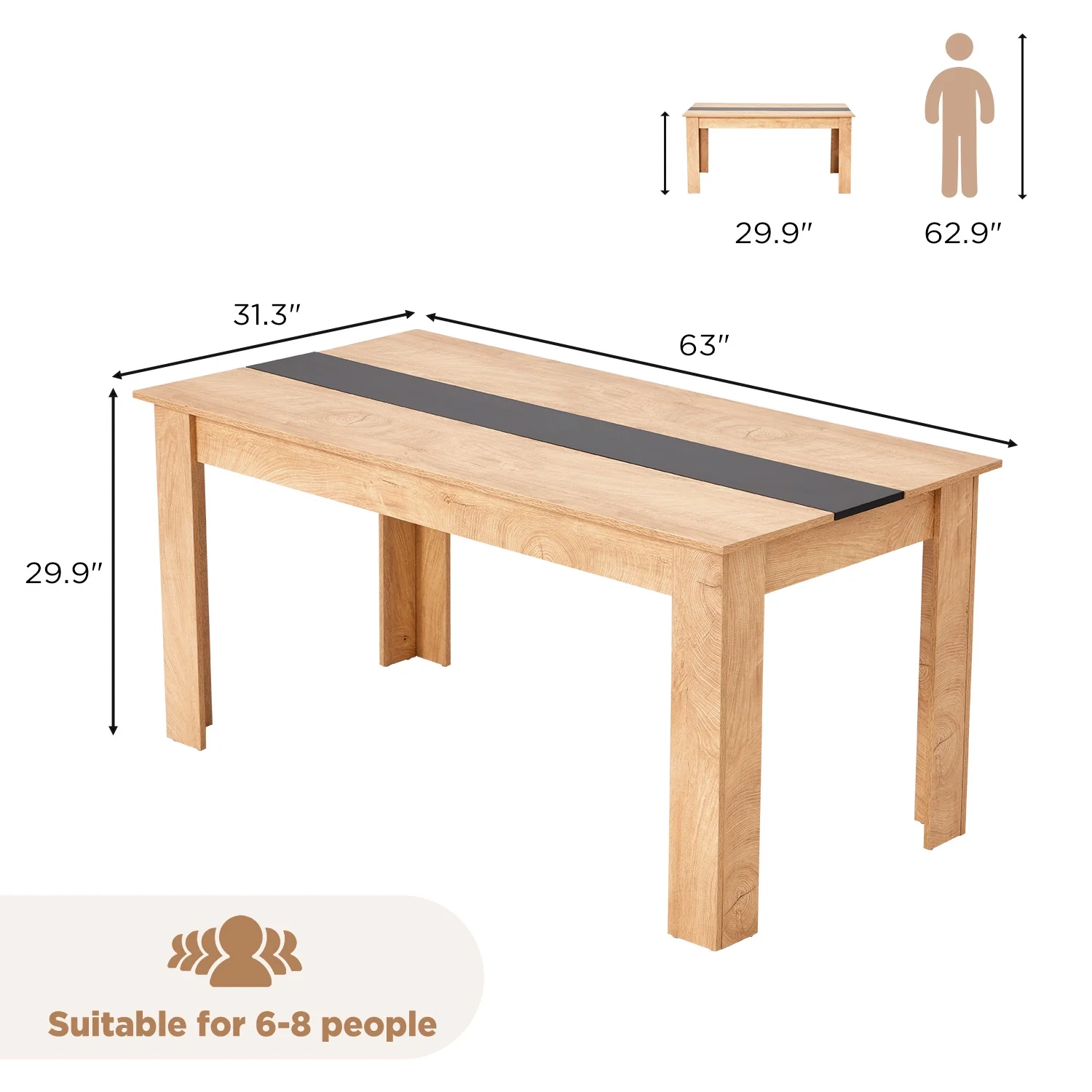 AVAWING 44" Dining Room Bench Set of 2, Wood & Linen Fabric Kitchen Benches, Beige & Natural