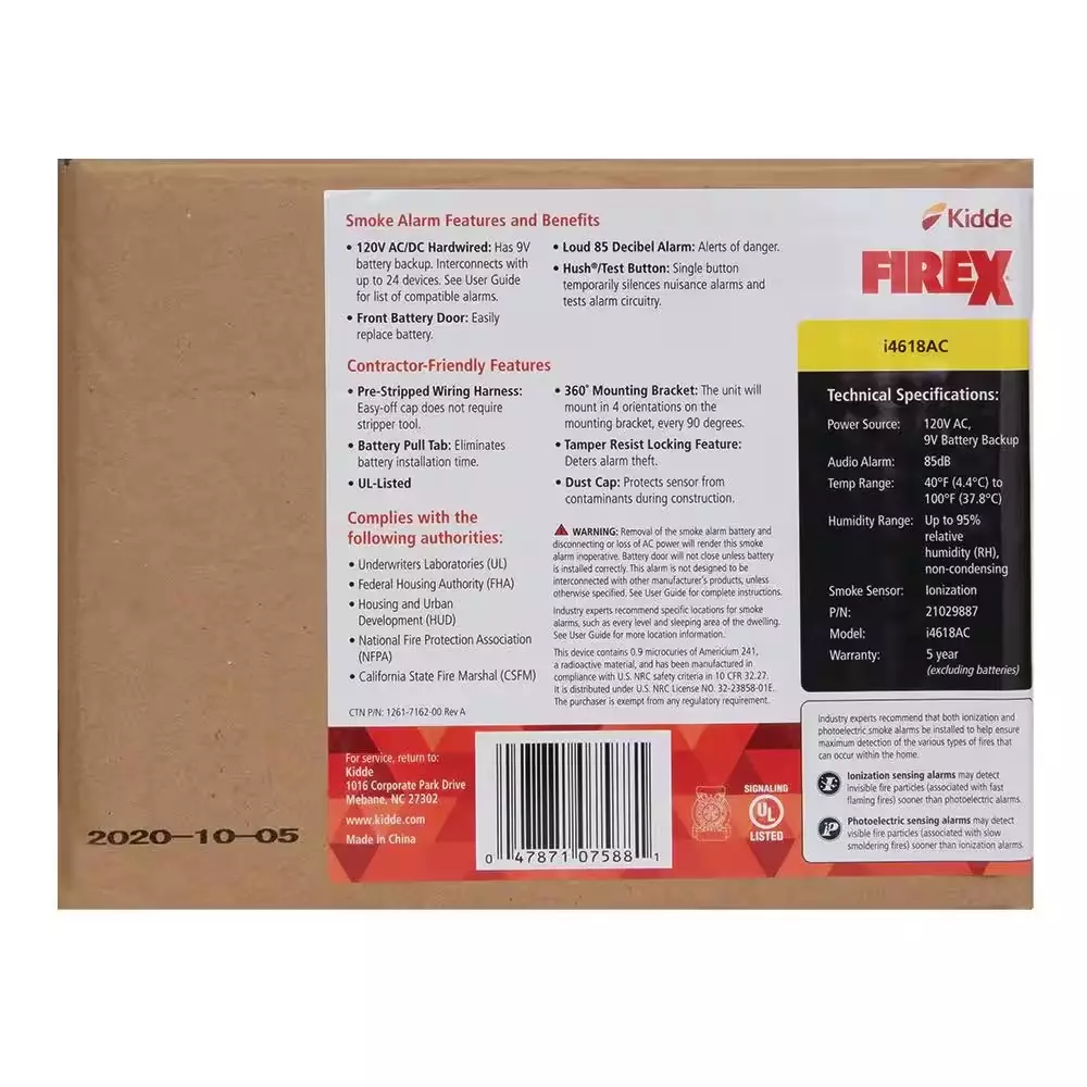 2025 Firex 4-Pack Hardwired Smoke Detector with Ionization Sensor
