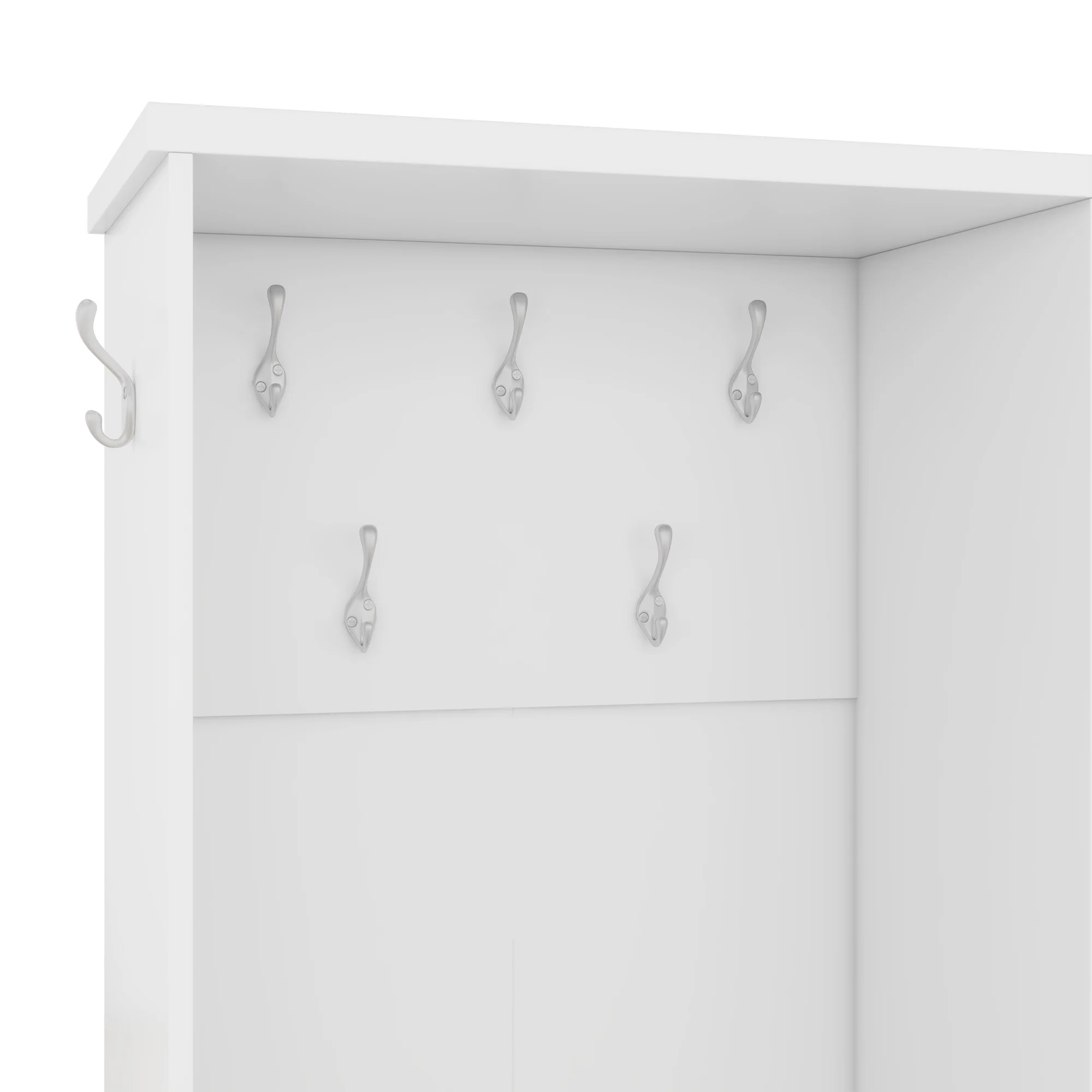 Bellemave 59"W Farmhouse Hall Tree with Storage Shelves and Shoes Rack Multi-functional Coat Rack with Hooks Entryway Shoes Storage Seating Bench Coat Hanger for Hallway (Black, With Shoes Rack)