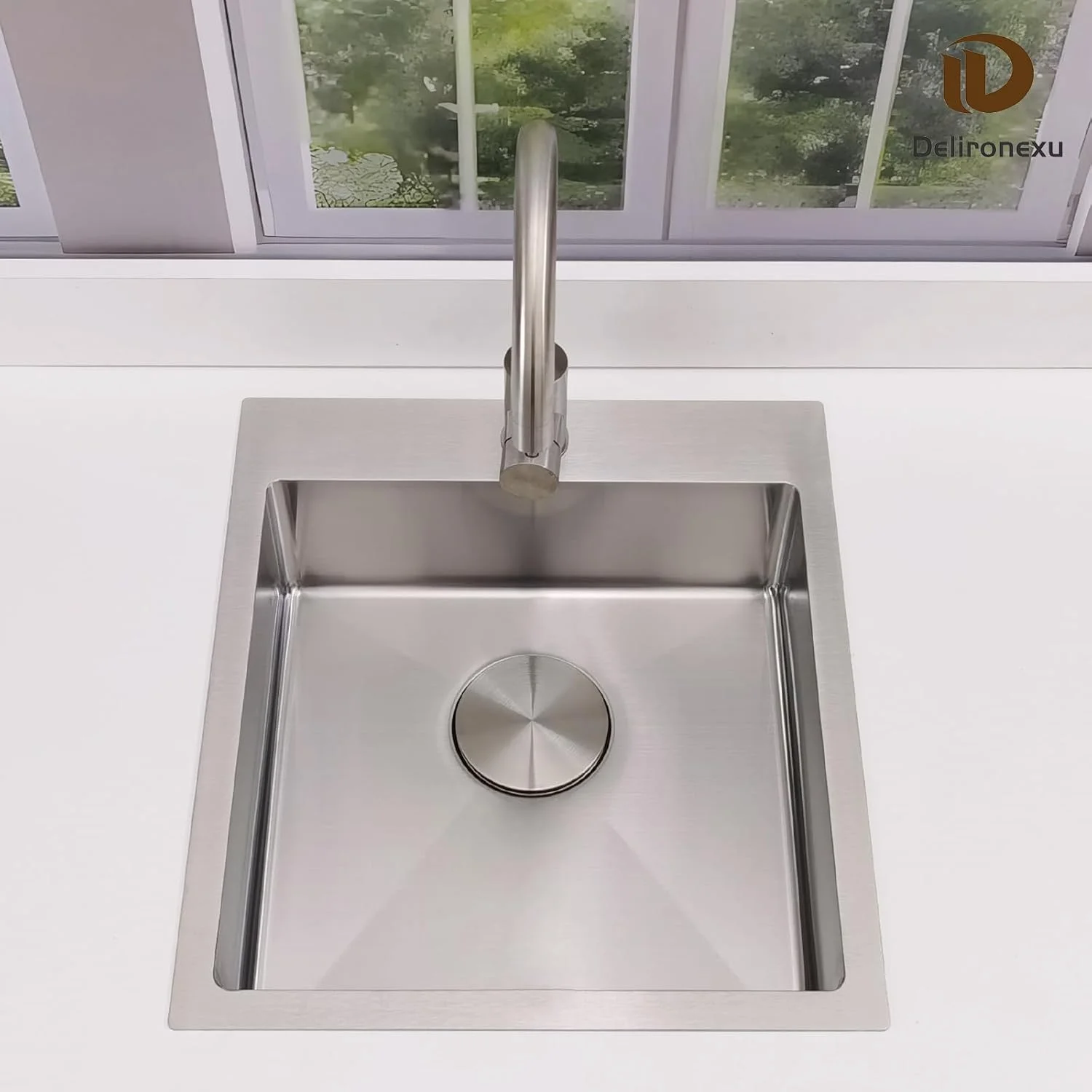 17 Inch Bar Sink Drop In -C Small Kitchen Sink, Modern 18 Gauge Stainless Steel sink with Brushed Finish, 17"x19"x6" Single Bowl kitchen Sinks for RV, Prep, and Outdoor Use