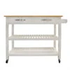 Visentor Kitchen Island Cart with Lockable Wheels, 3 Tier Rolling Utility Kitchen Storage Carts Table with 2 Drawers, 2 Shelves & Towel Rack, 45 Inch, Natural