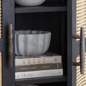 Better Homes & Gardens Springwood Caning Storage Accent Cabinet, Light Honey Finish