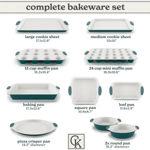 Country Kitchen 10-Piece Nonstick Bakeware Set - Stackable Pots and Pans, Black